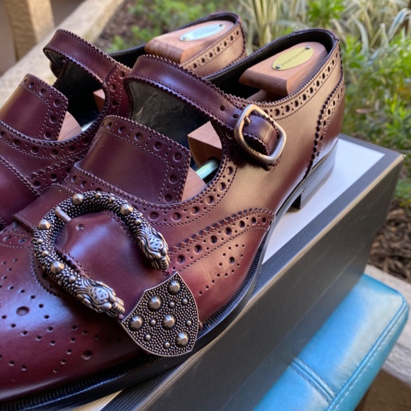 GUCCI QUEERCORE Buckle-Closure Medallion Wingtip Brogues 449946 G9.5=US10 - Picture 6 of 17